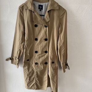 Gap Vintage Trench Coat Women Beige, Double-Breasted, Belted, Small